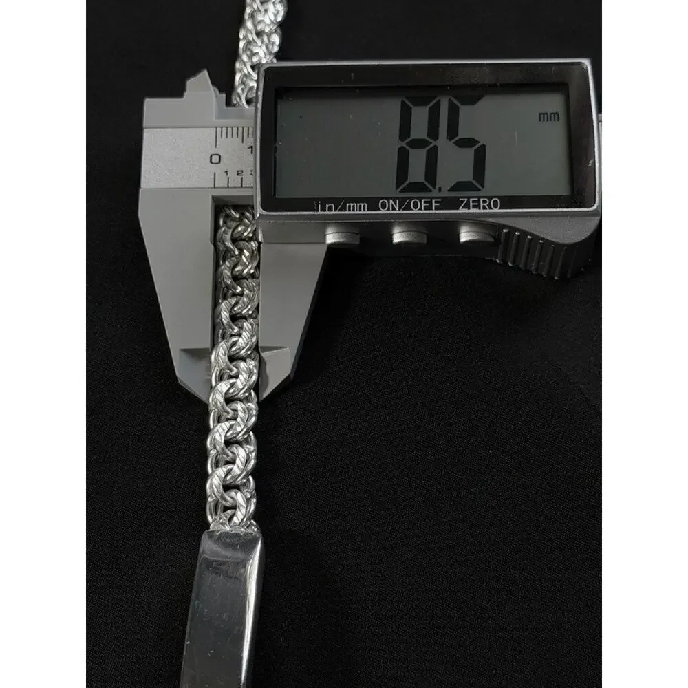 Sterling Silver 925 ID Bracelet Mens Curb Link Chain Engravable Plate 7.5 Inch